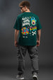 Have Fun Green Oversized Back Graphic Printed T-shirt