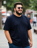 Navy Plain Plus Size T-shirt