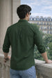 Olive Plain Regular Fit Chinese Collar Full Sleeve Exclusive Shirt