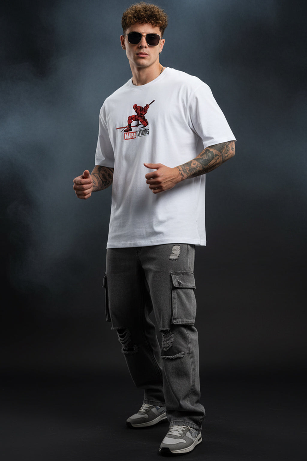 Hey Folks! Marvel Super Hero White Oversized Deadpool T-Shirt