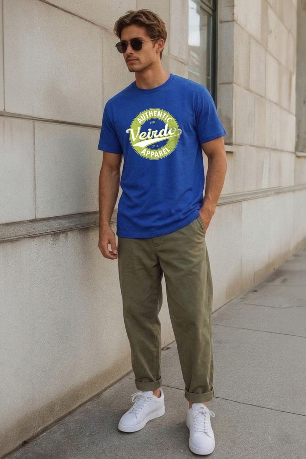 Veirdo Authentic Royal Blue Regular Fit Printed T-shirt