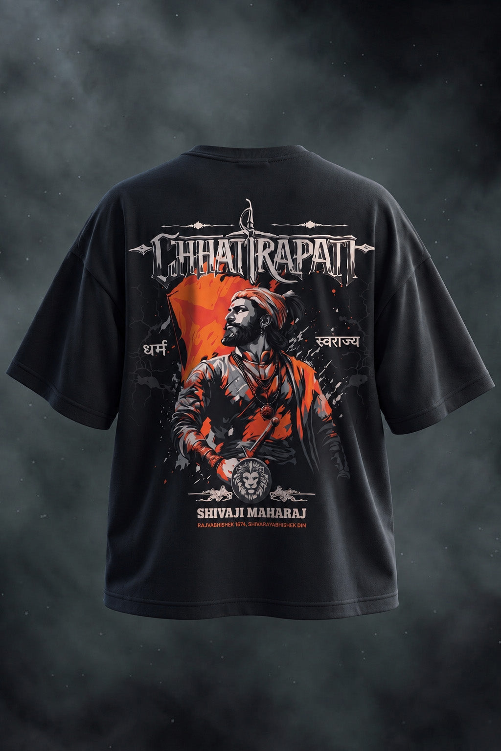 छत्रपति शिवाजी महाराज Black Puff Printed Exclusive T-shirt Epic Collection
