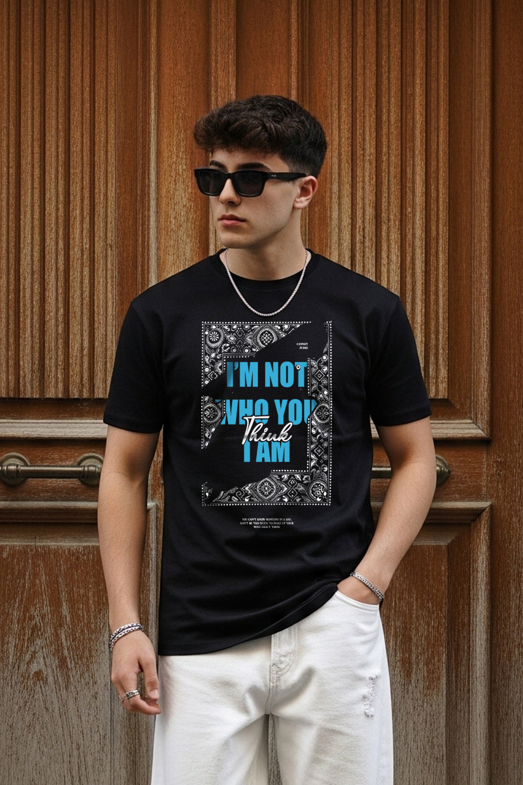 Who You Think Black Regular Fit Printed T-shirt