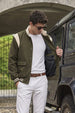 Olive Green Varsity Bomber Suede Exclusive Jacket With Inner Pocket