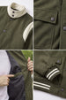 Olive Green Varsity Bomber Suede Exclusive Jacket With Inner Pocket