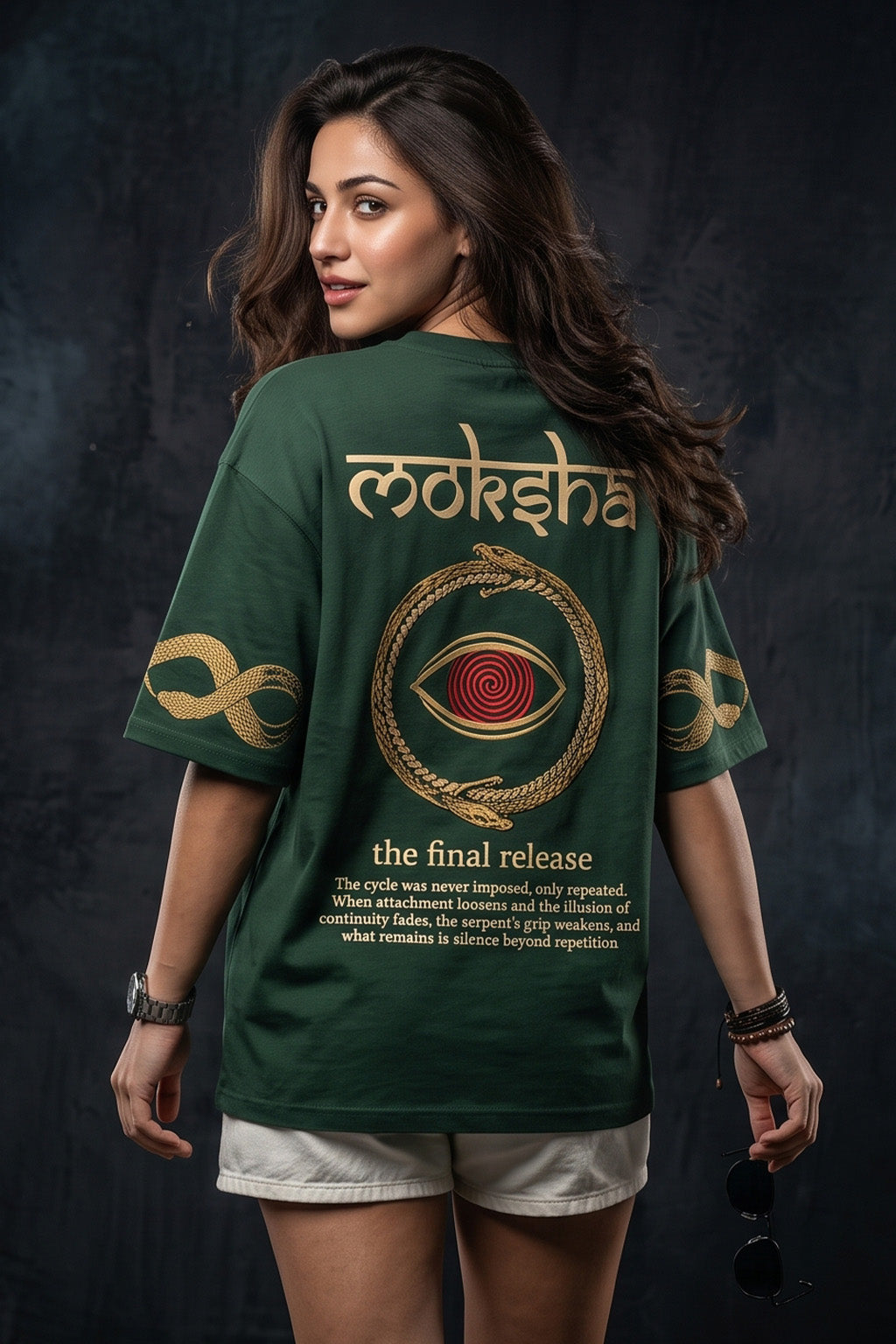 मोक्ष Green Printed Exclusive T-shirt Epic Collection