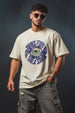 Truth Beige Oversized Chest Graphic Printed T-shirt