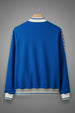 Blue Pocket Typographic Printed Varsity Jacket