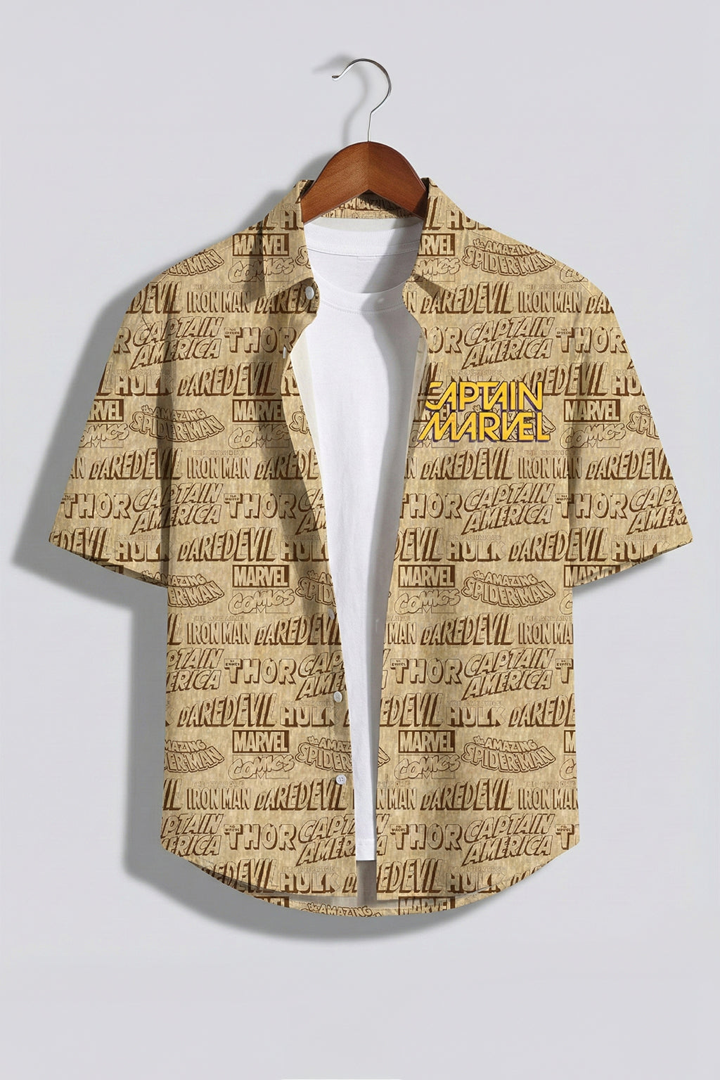 Captain Marvel Black All Over Print Oversized Exclusive Shirt