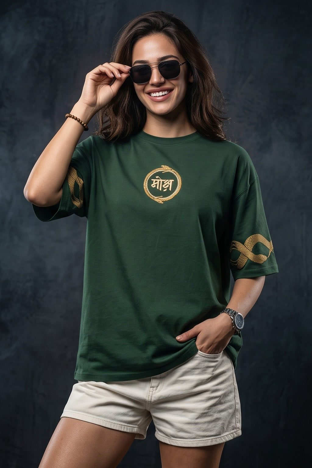मोक्ष Green Printed Exclusive T-shirt Epic Collection