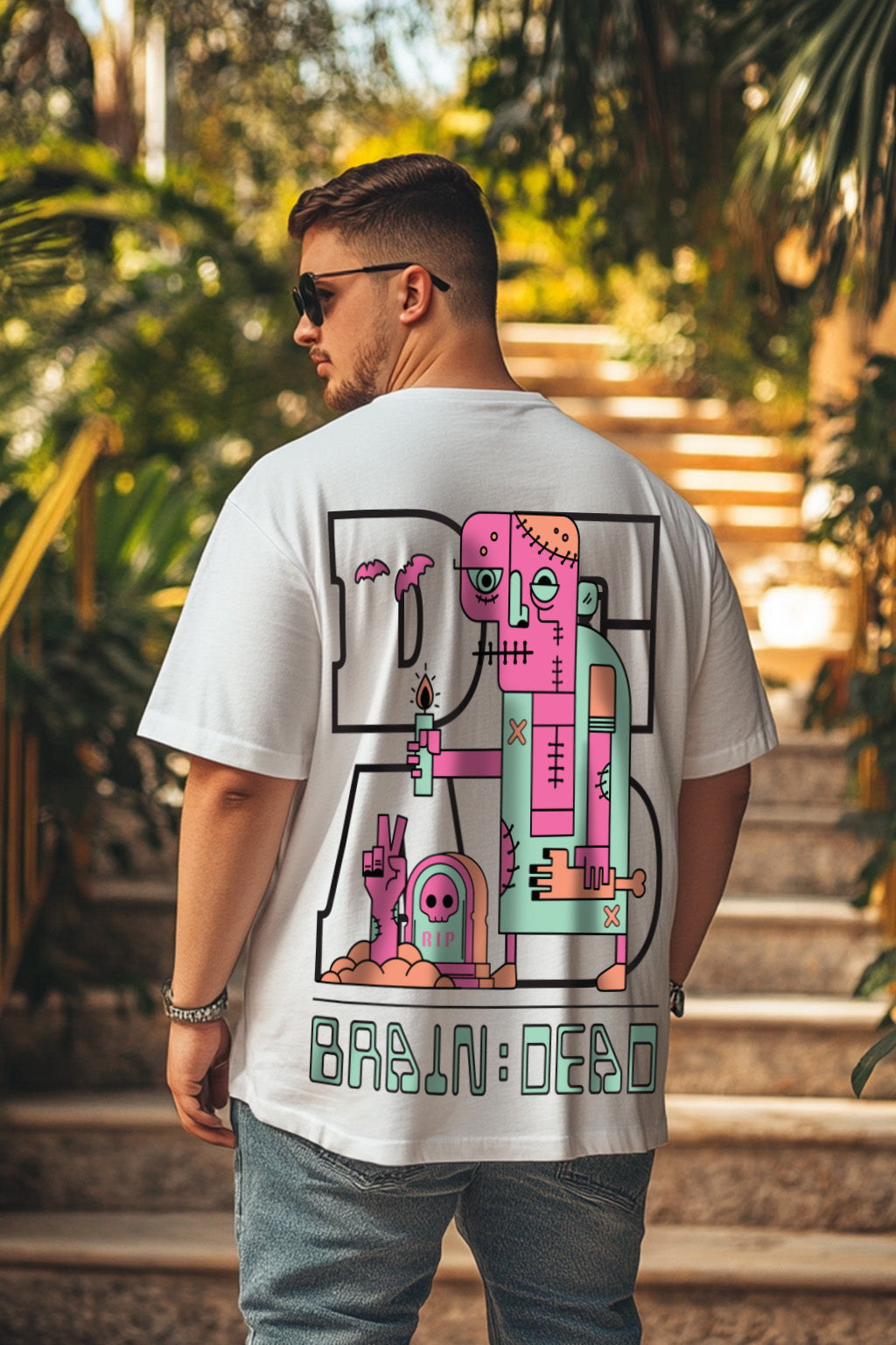 Brain Dead Oversized Back Graphic Plus Size Printed Tshirt