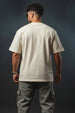 Truth Beige Oversized Chest Graphic Printed T-shirt