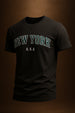 New York Black Regular Fit Printed T-shirt