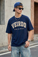 Veirdo Original Navy Oversized Typography Brand Printed T-shirt
