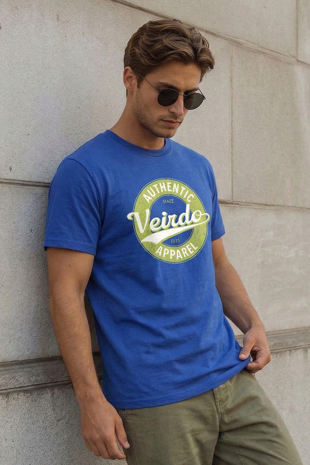 Veirdo Authentic Royal Blue Regular Fit Printed T-shirt