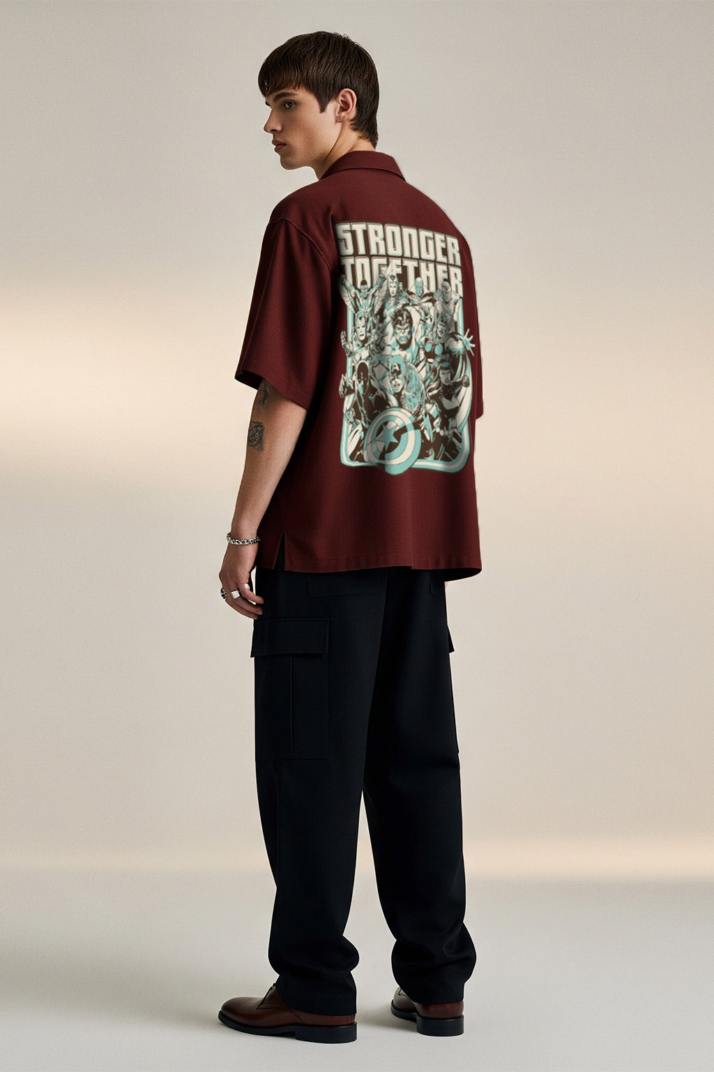 Stronger Brown Oversized Printed Exclusive Shirt