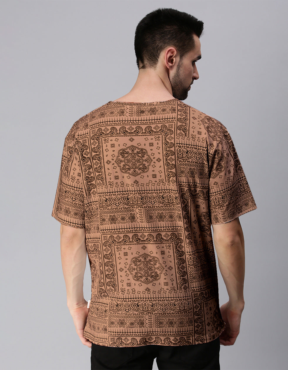 Paisley Beige Oversized All Over Printed Tshirt