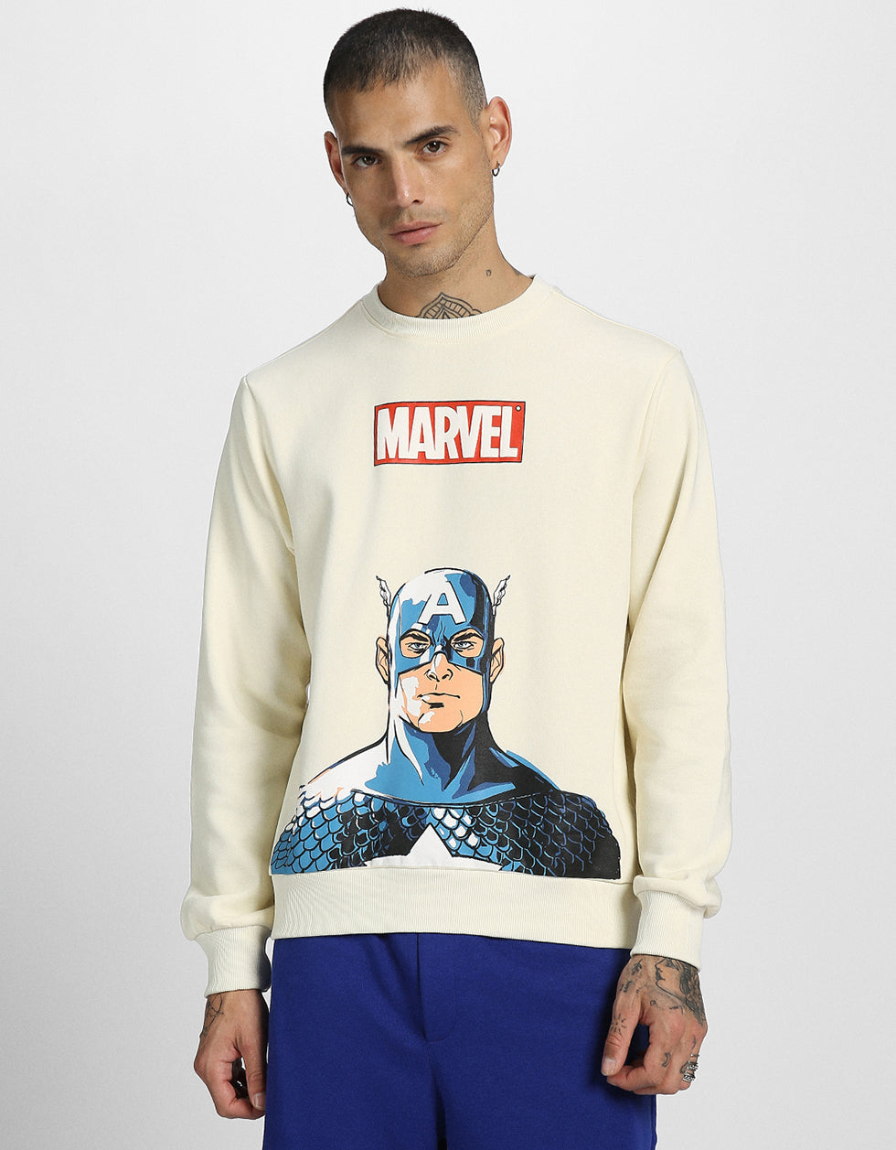Beige Full Sleeve Men's Printed Sweatshirt Veirdo