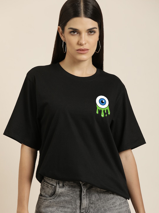 Black Eye Oversized Women's Printed T-Shirt Veirdo