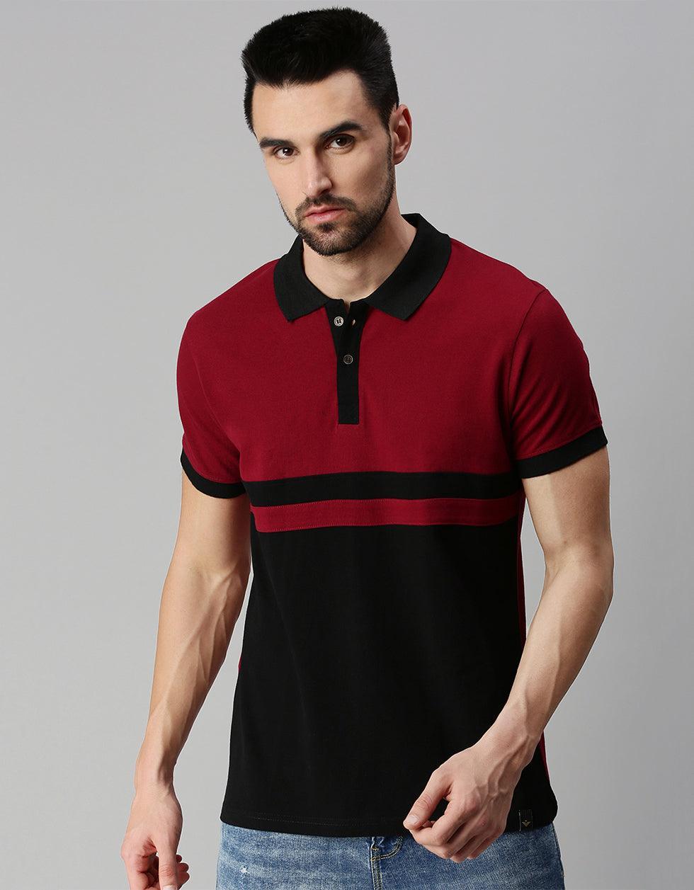 Black Maroon Polo T-shirt Veirdo