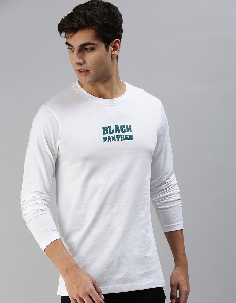 Black Panther Full Sleeve Printed White T-Shirt Veirdo
