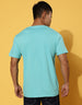 Blue Round Neck Casual Printed T-shirt Veirdo