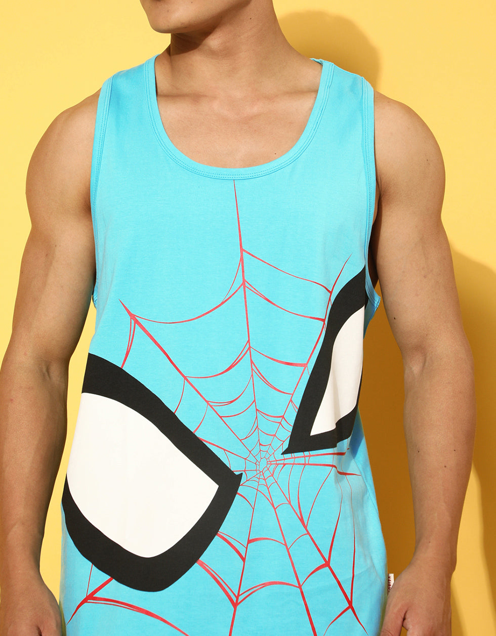 Blue Spiderman Graphic Printed Vest - Original Marvel Tee Veirdo