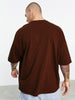 Brown Go Veirdo Pocket Print Oversized T-Shirt Veirdo