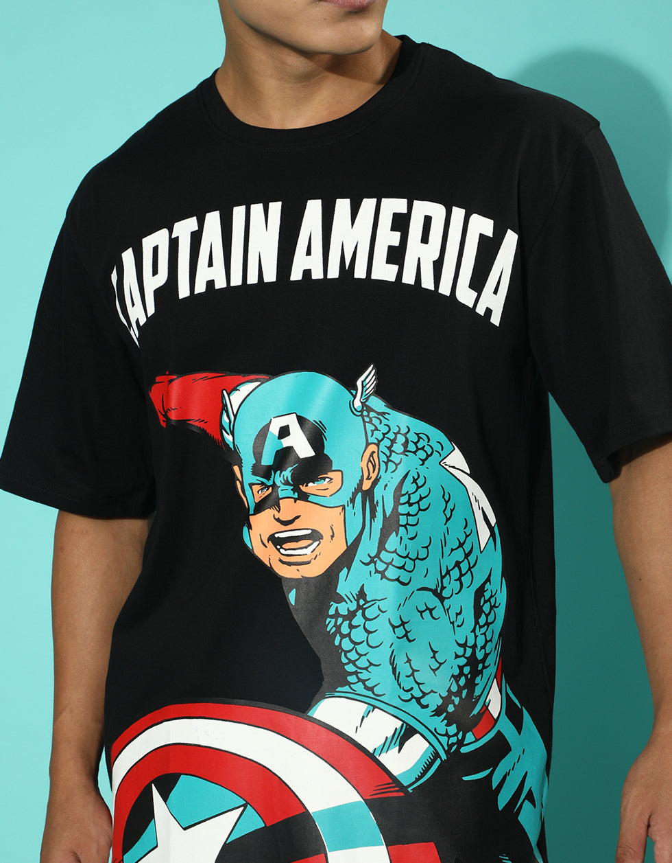Captain America - Original Marvel Black Oversized Tee Veirdo