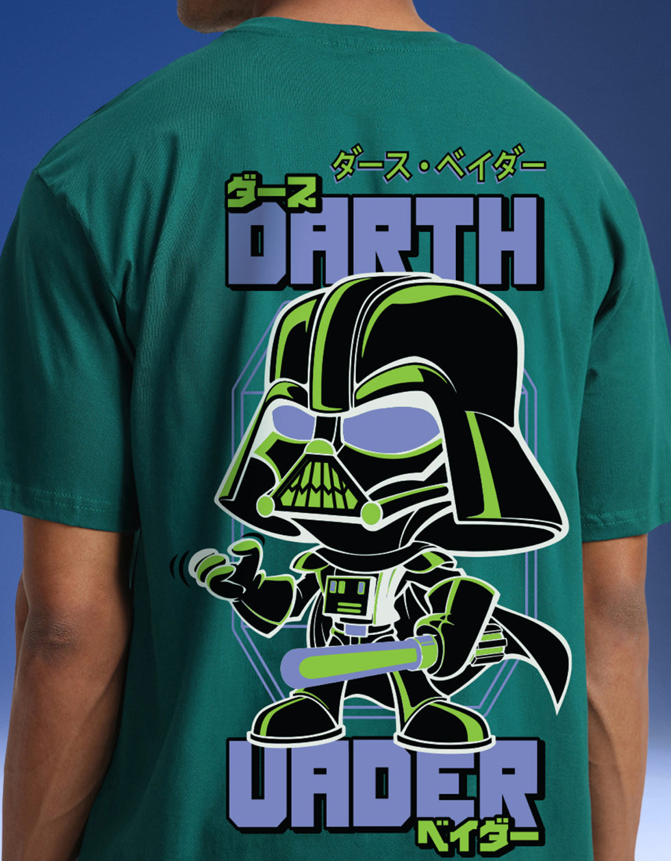 Darth Under Star Wars Green Oversized Back Graphic Printed Exclusive Tshirt