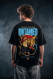 Untamed Black Oversized Printed T-shirt