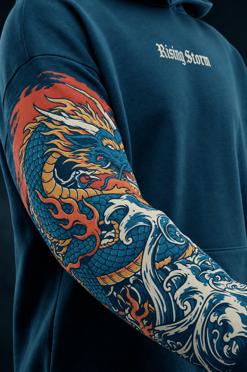 Dragon Blue Oversized Printed Exclusive Hoodie