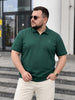 Green Interlock Plain Plus Size Zipper Polo T-shirt