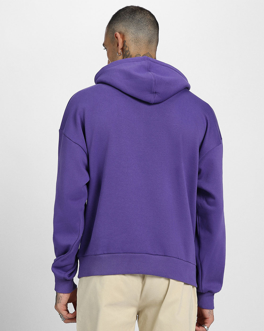 Cheerful Vibes: Men's Purple Hoodie with Smile Print Veirdo