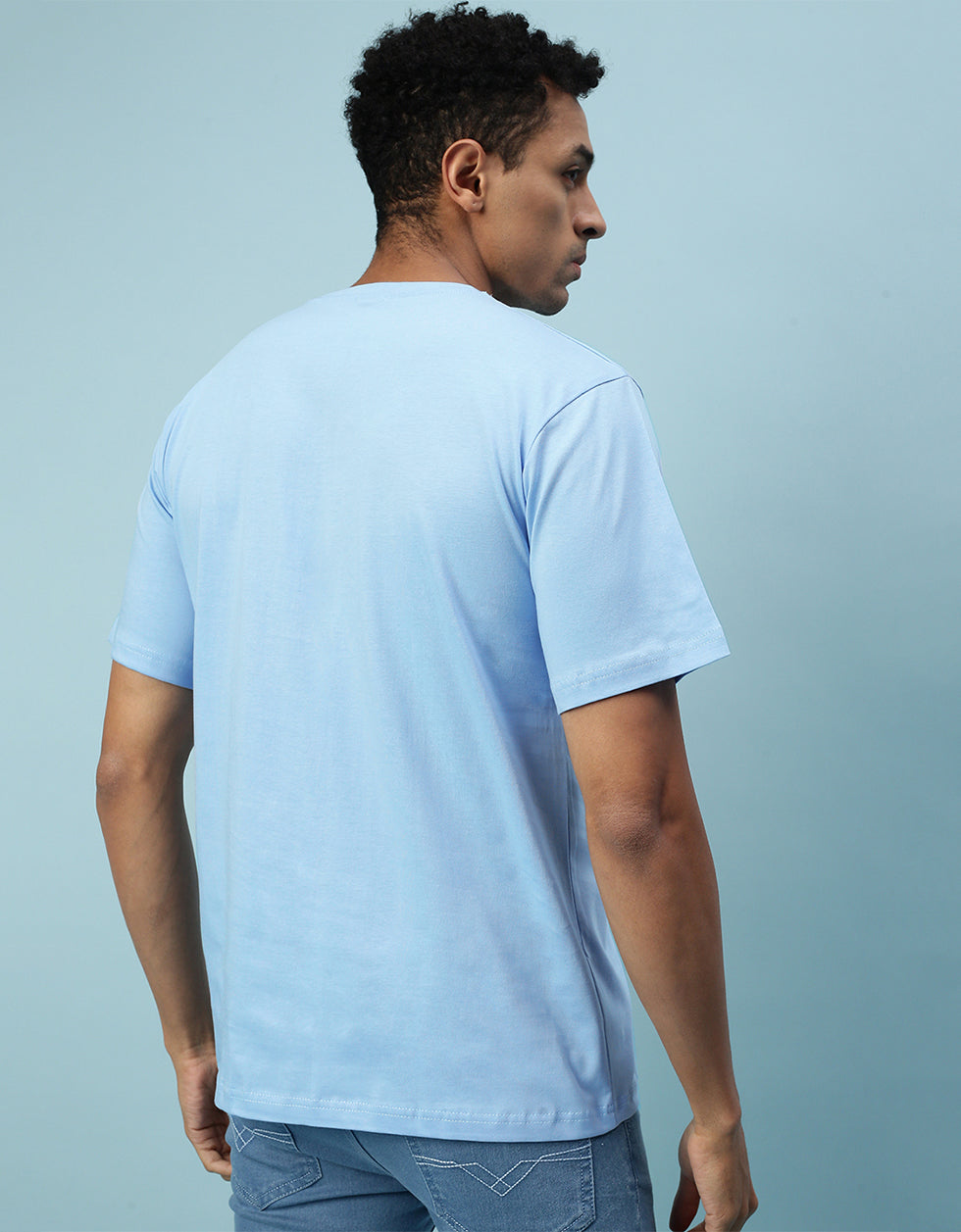 Cool Blue Oversized Printed Men's T-Shirt Veirdo