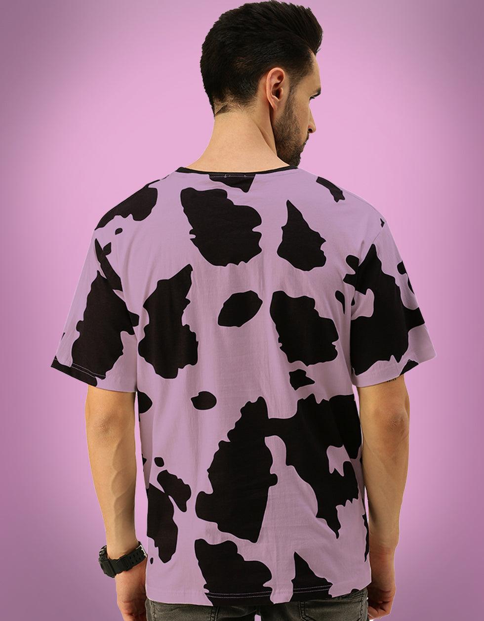 Cow Print Oversize Lilac T-Shirt Veirdo