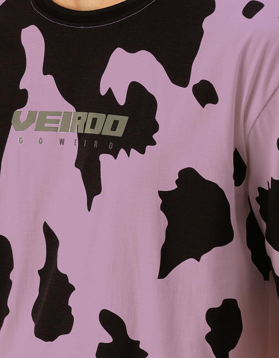 Cow Print Oversize Lilac T-Shirt Veirdo