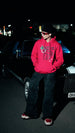Vision of Perfection Magenta Front Typographic Regular Fit Hoodie