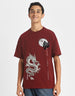 Dragon Maroon Oversized Graphic Front Printed Boys T-shirt