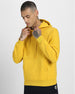 Everyday Mustard Elegance: Men's Solid Fleece Pullover Veirdo