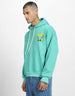 Expressive Anger: Men's Green Fleece Hoodie Veirdo