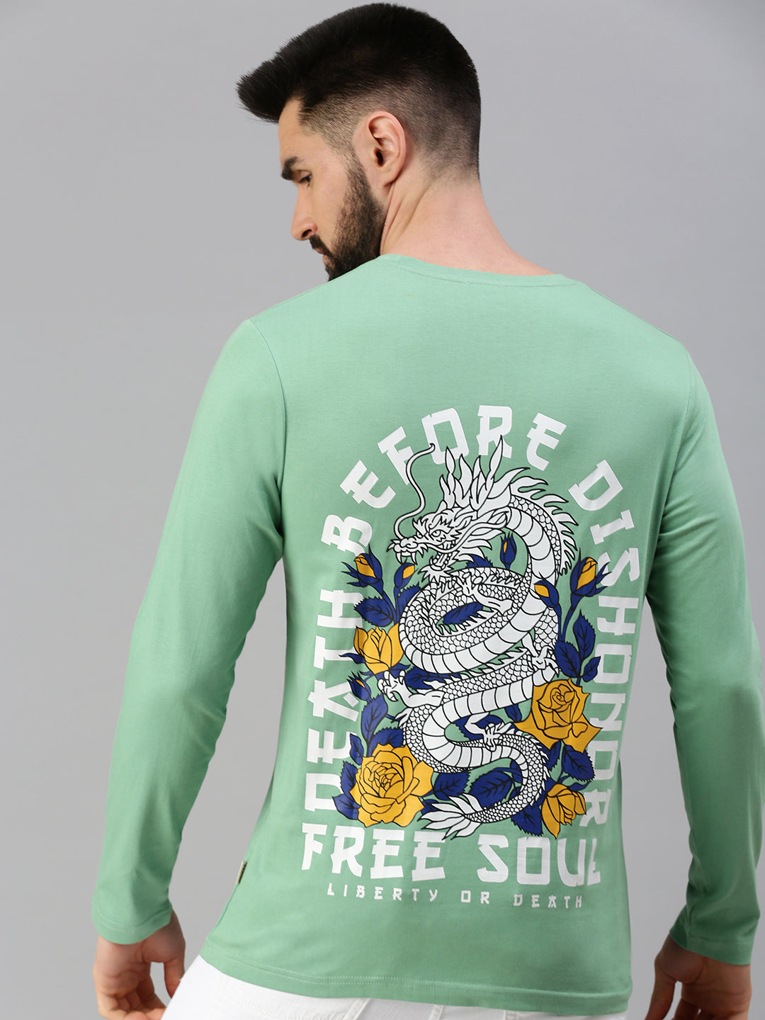 Free Soul Dragon Full Sleeve Green T-Shirt Veirdo