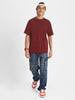 Maroon Solid Oversized Boys T-shirt