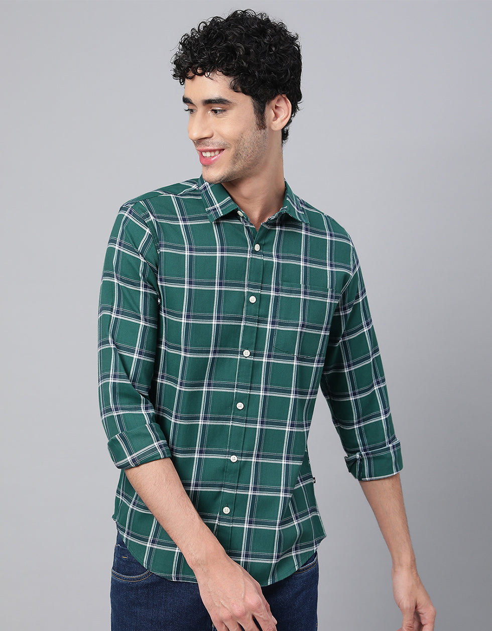 Green Checks Men's Shirt Veirdo