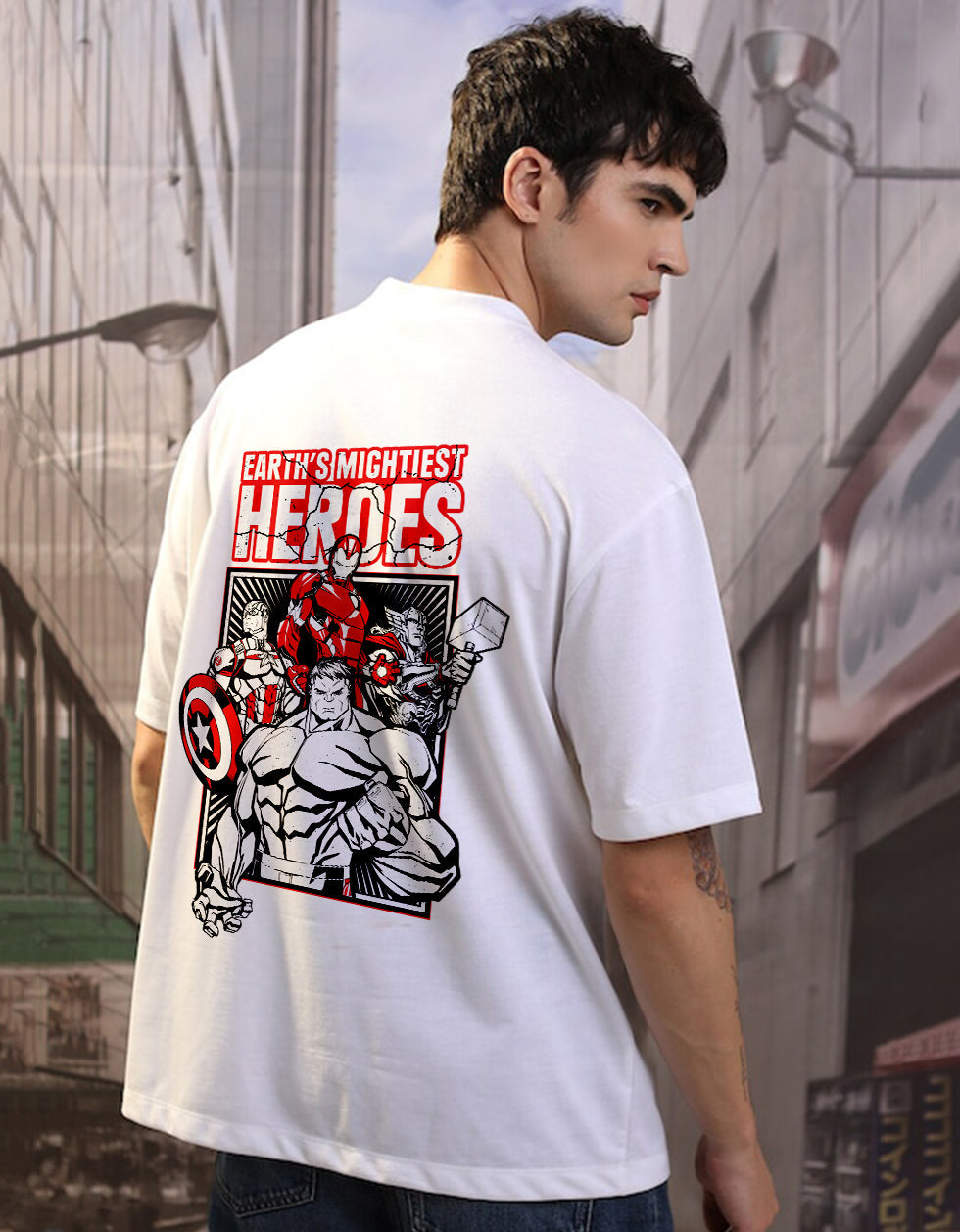 Heroes Tee - Original Marvel Oversized White T-Shirt Veirdo