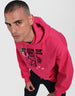 Illusionary Charm: Men's World of Illusion Magenta  Hooded Sweatshirt Veirdo