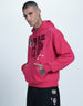 Illusionary Charm: Men's World of Illusion Magenta  Hooded Sweatshirt Veirdo