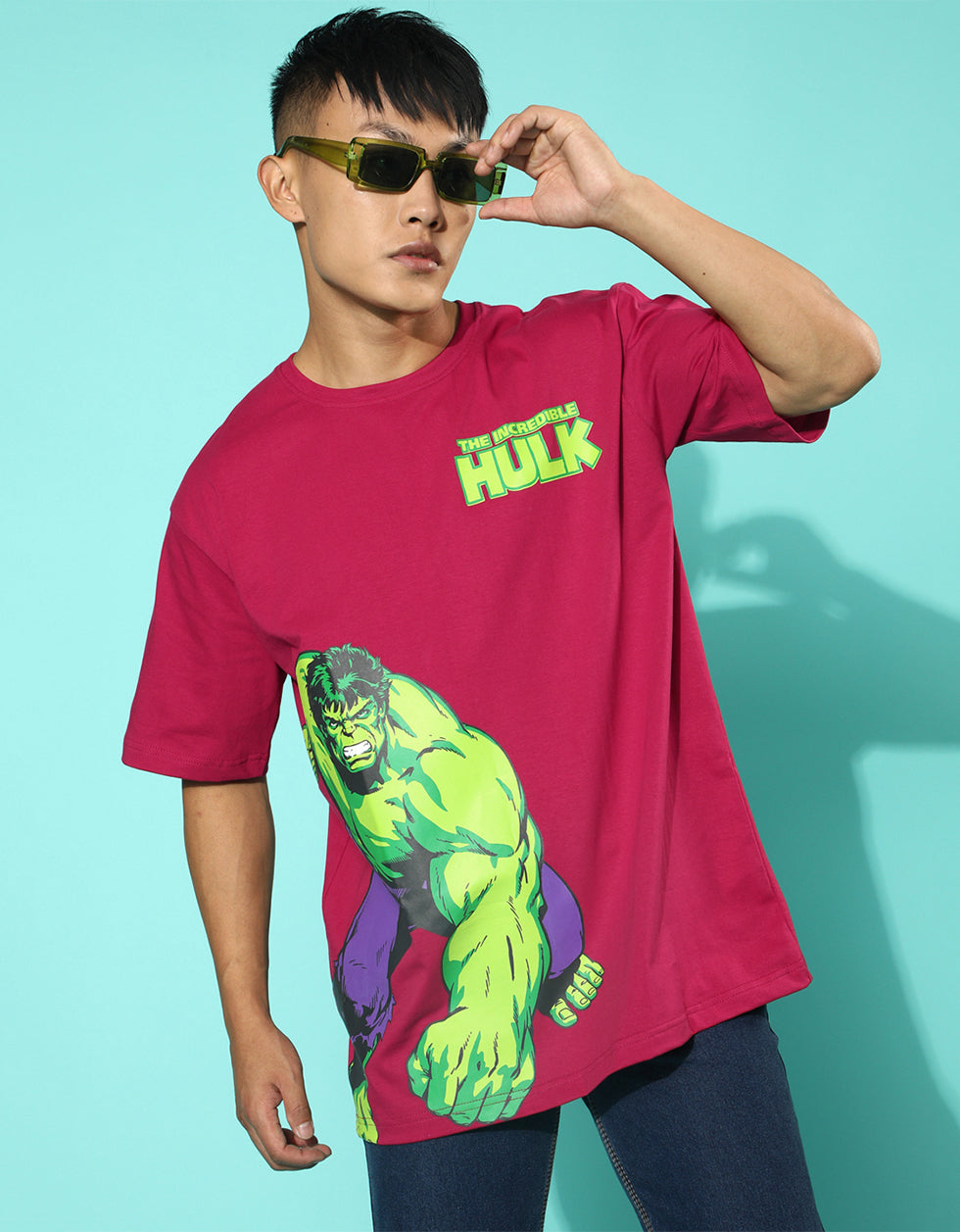 Incredible Hulk - Original Marvel Viva Magenta Oversized T-Shirt Veirdo