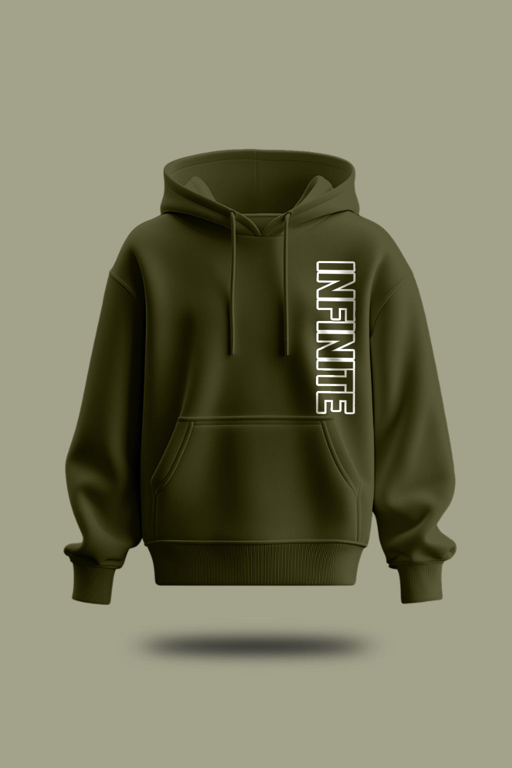 Infinite Olive Placement Typographic Printed Hooded