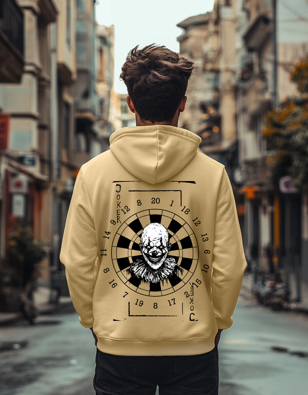 Joker Beige Regular Fit Back Printed Hoodie